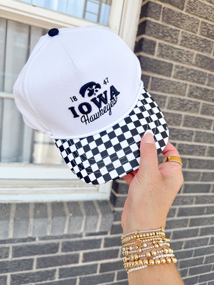 Gameday Social School Spirit Checkered Hawkeye Hat – women's accessories - hat