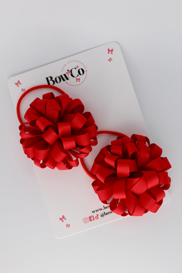 Schools Bows Red - Pom Pom Bow Set