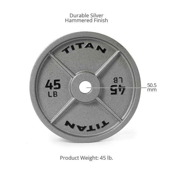 SCRATCH AND DENT - 45 LB Single Silver Series Cast Iron Olympic Plate - FINAL SALE