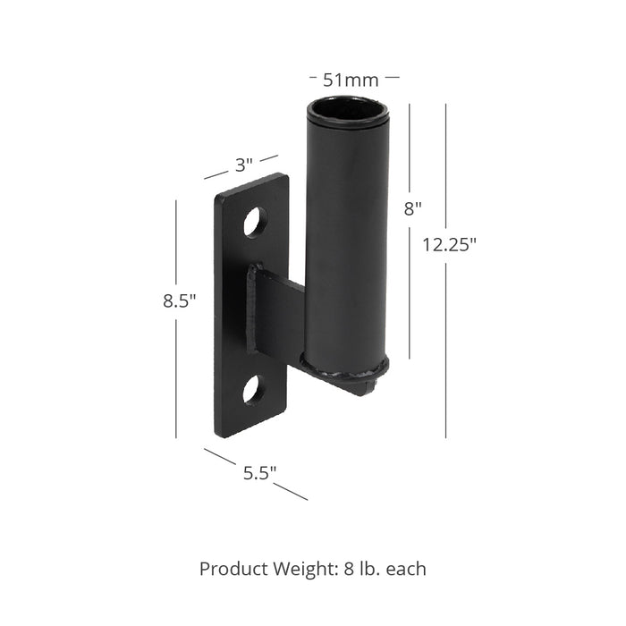 TITAN Series Vertical Barbell Holders - 8.5"T x 3"W Bracket x 8"L x 51mm Dia Sleeve