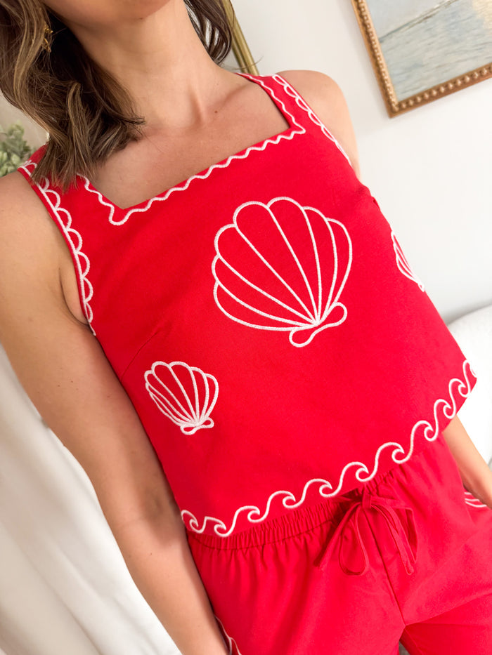 Sea Shell Embroidered Tank