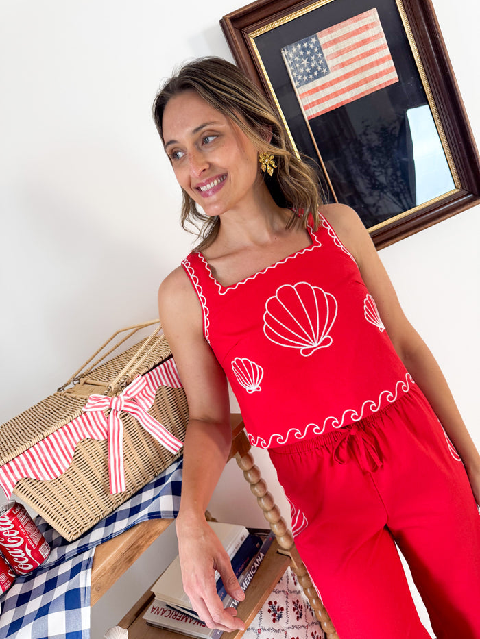 Sea Shell Embroidered Tank