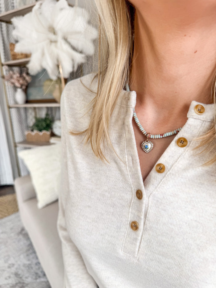Semi Precious Stone Beaded Charm Necklace