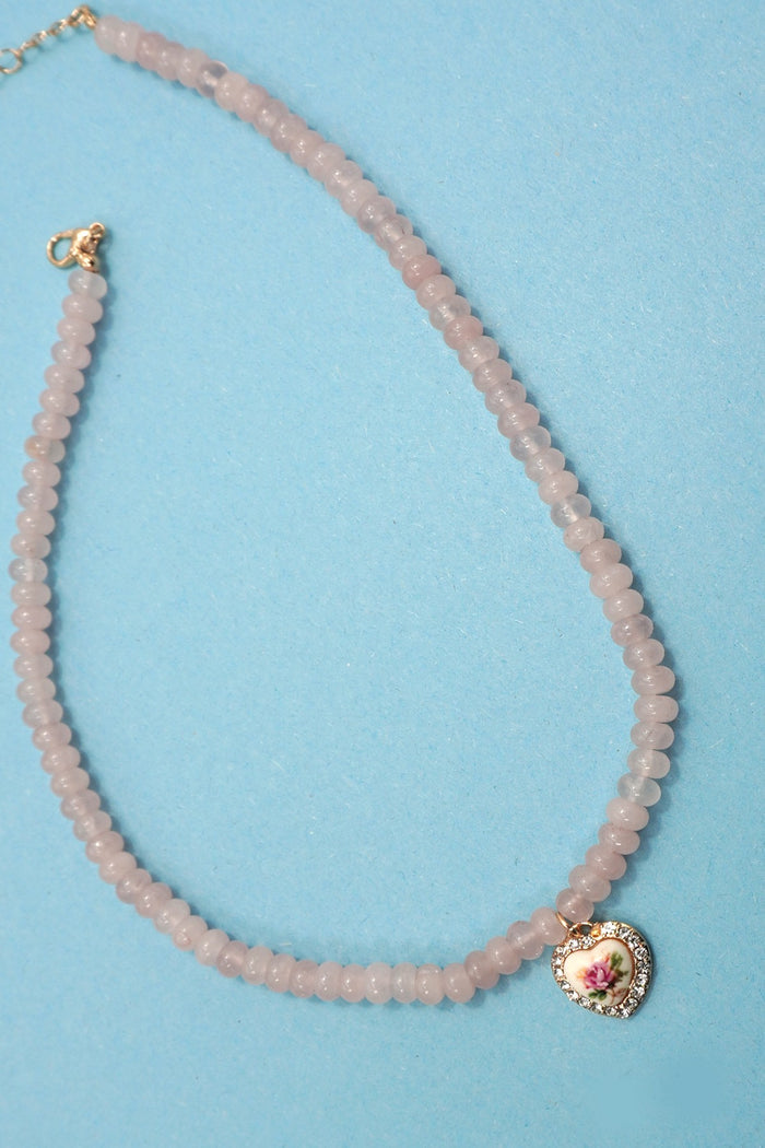 Semi Precious Stone Beaded Charm Necklace