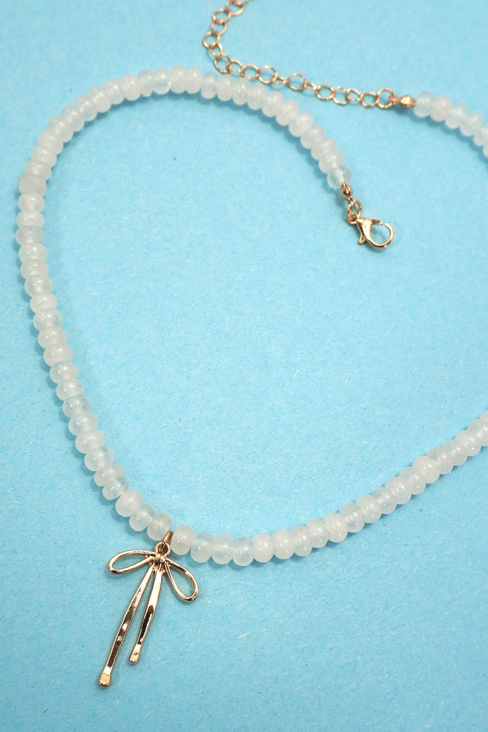Semi Precious Stone Beaded Charm Necklace