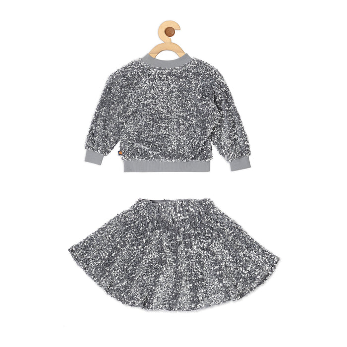 SEQUINS BOMBER ENSEMBLE VTM19-079 FROST-GREY