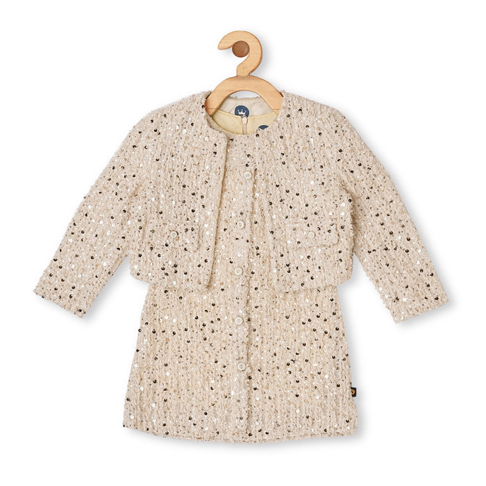 SEQUINS FUR DRESS VTM07-021 BEIGE