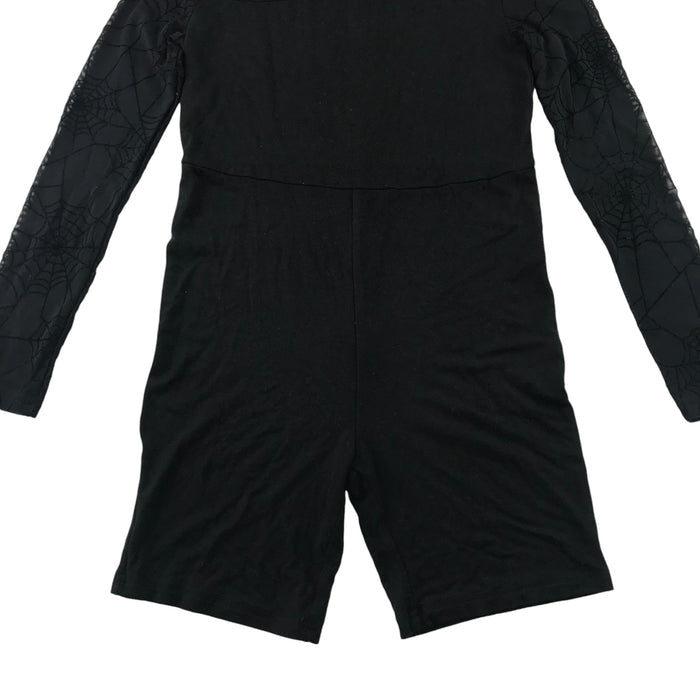 Shein 11-12 years black spider web onesie costume