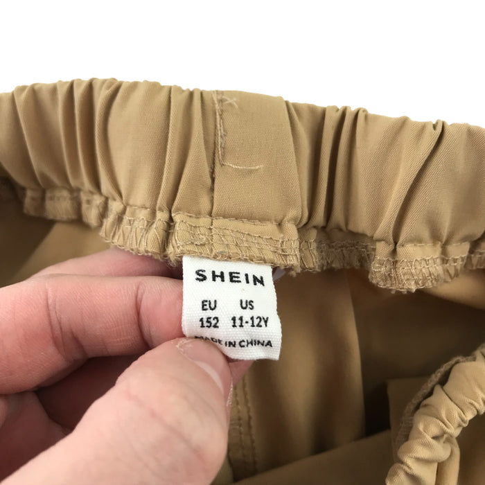 Shein 11 years beige plain elasticated waist shorts