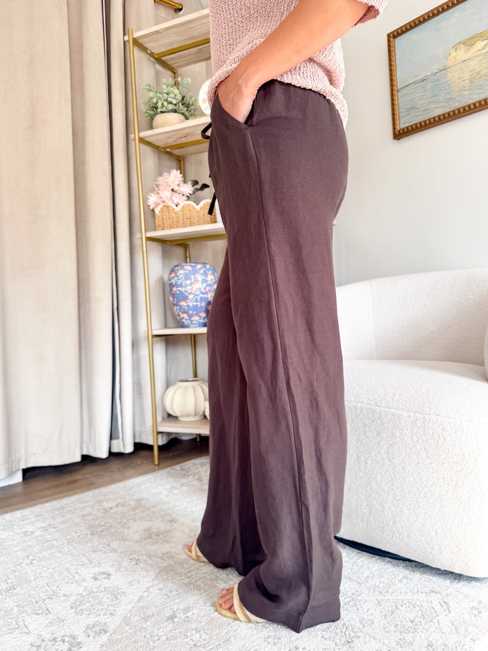 Sanctuary Shoreline Linen Pants - Rich Soil – women's bottoms