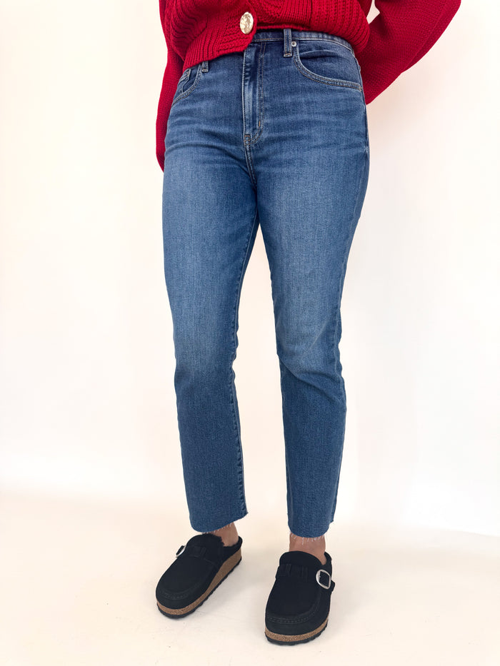 Shy Girl Cropped Flare Denim - Influencer Wash