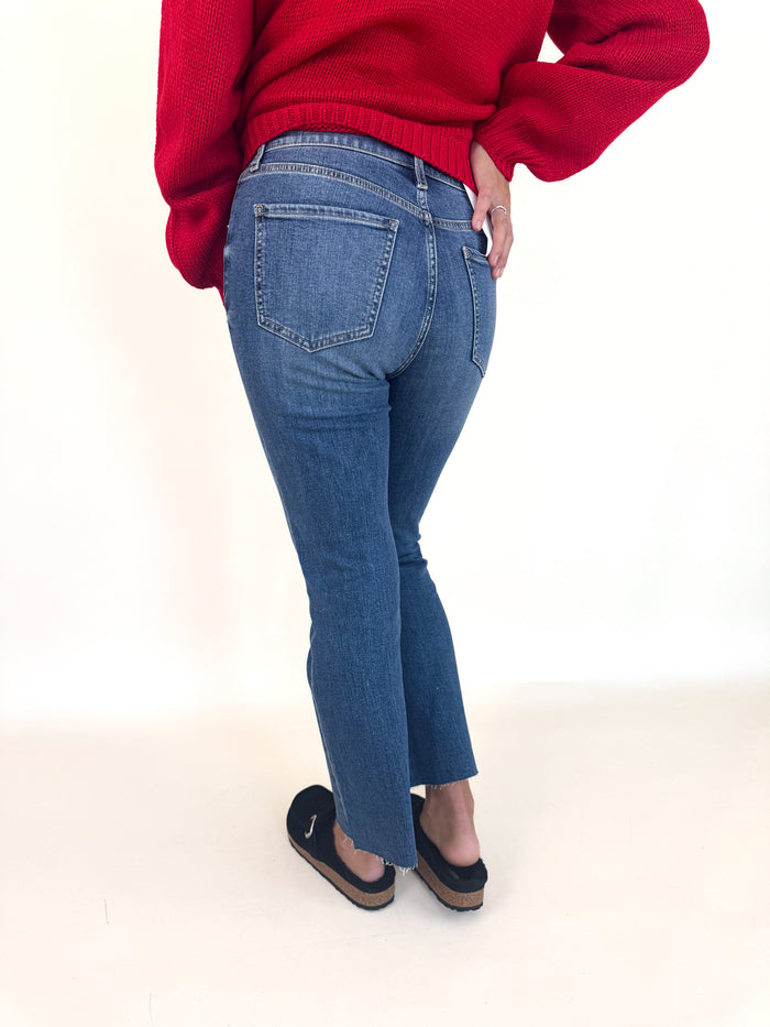 Shy Girl Cropped Flare Denim - Influencer Wash