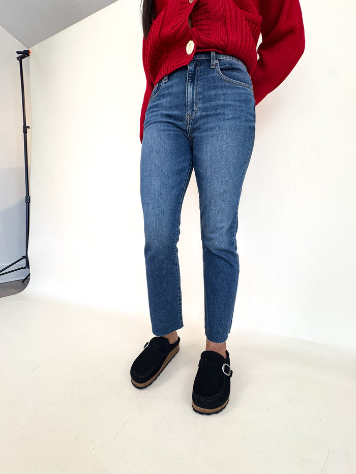 Shy Girl Cropped Flare Denim - Influencer Wash