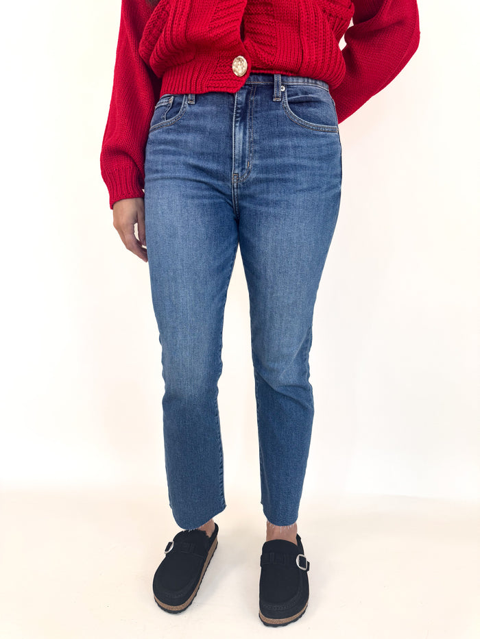 Shy Girl Cropped Flare Denim - Influencer Wash
