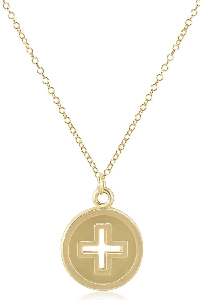 Signature Cross Gold Disc 16" Necklace Gold