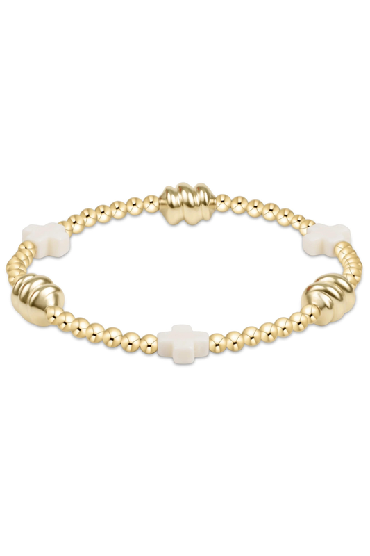 Signature Cross Off-White & Admire Gold 3mm Gold Bracelet