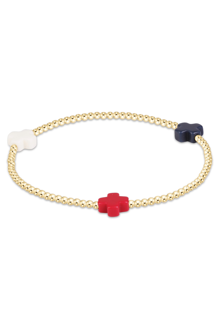 Signature Cross Small 2mm Gold Bracelet- Firecracker