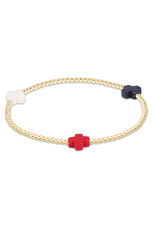 Signature Cross Small 2mm Gold Bracelet- Firecracker