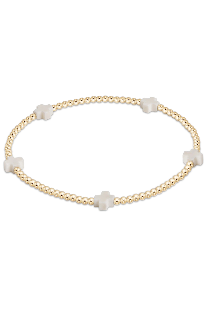 Signature Cross Small 2mm Gold Bracelet- Off-White