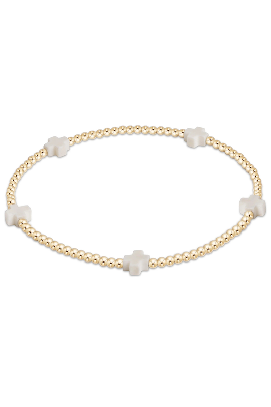 Signature Cross Small 2mm Gold Bracelet- Off-White