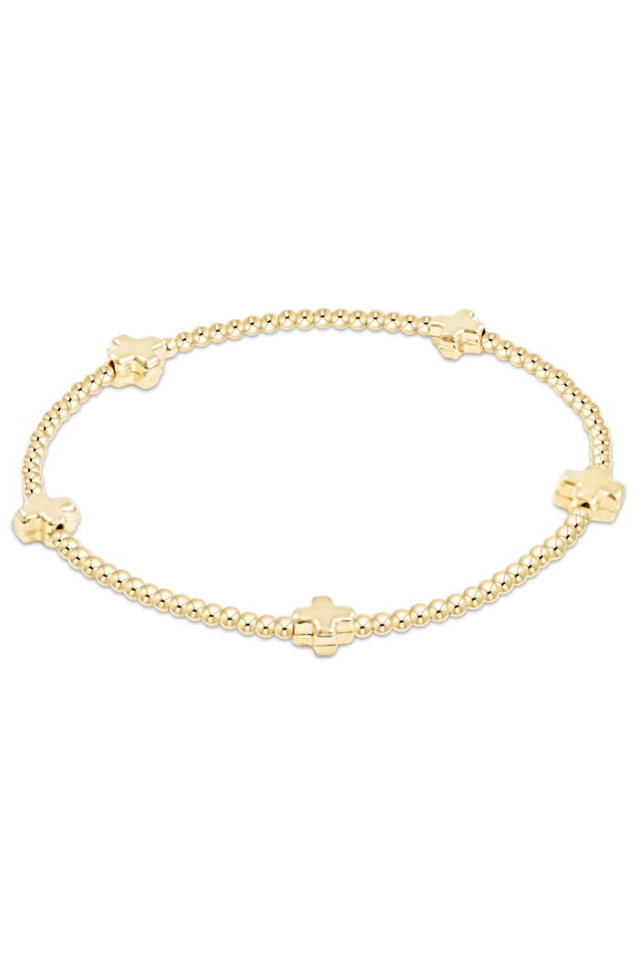 Signature Cross Small 2mm Gold Bracelet