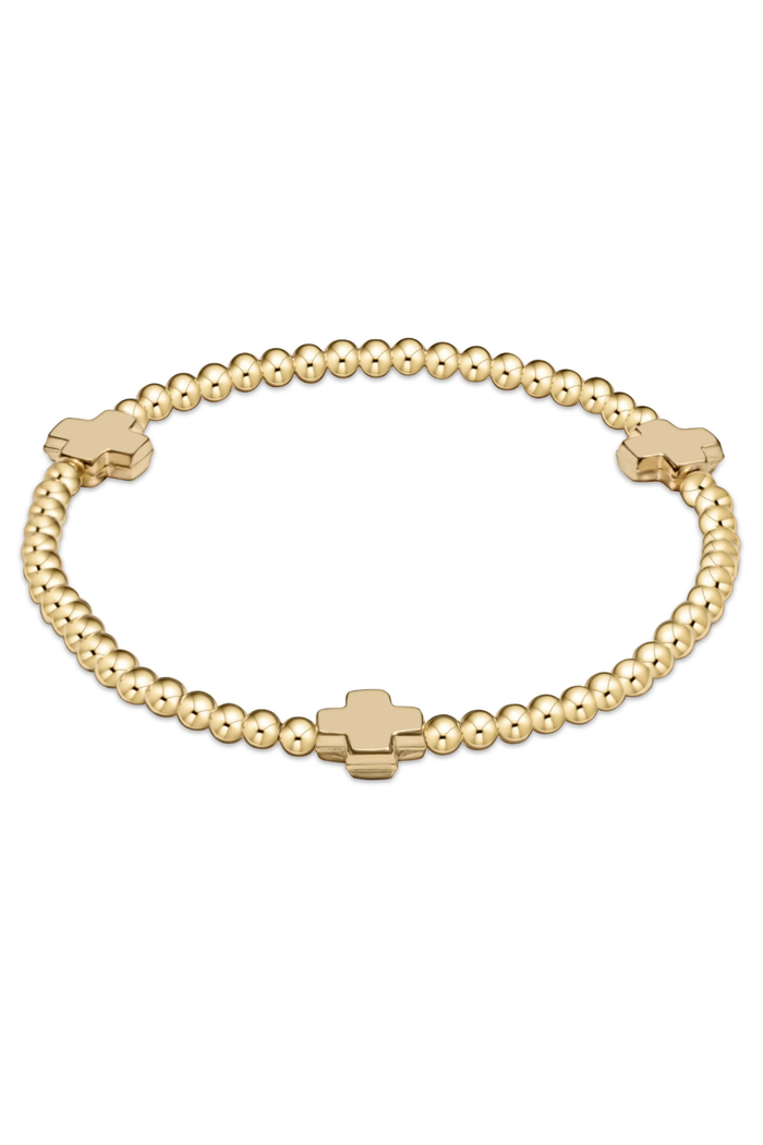 Signature Cross Small 3mm Gold Bracelet