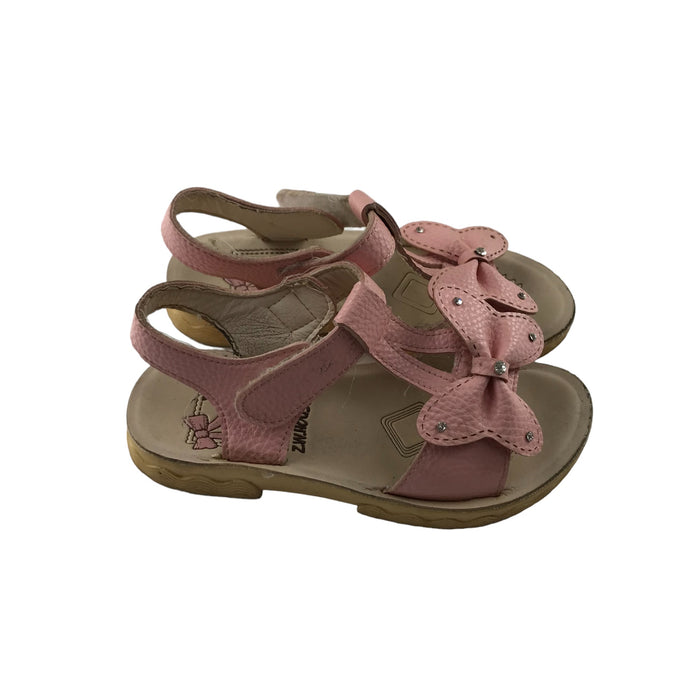 Size UK 11 (jr) pink butterfly strap sandals