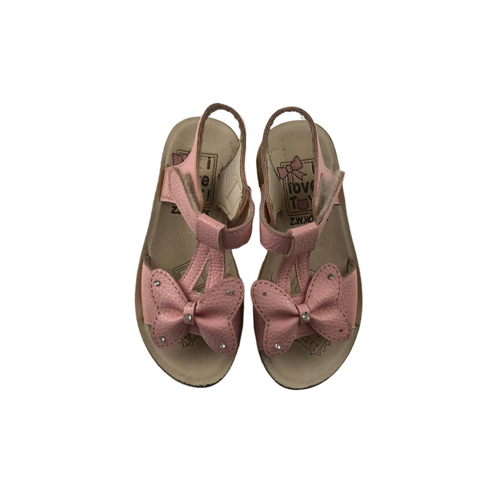 Size UK 11 (jr) pink butterfly strap sandals