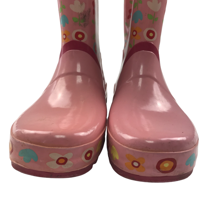 Size UK 1.5 (jr) pink floral wellie boots