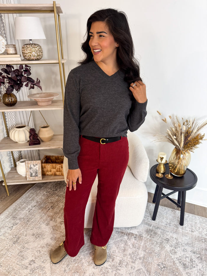 Sky Bar Corduroy Pants - Urban Red