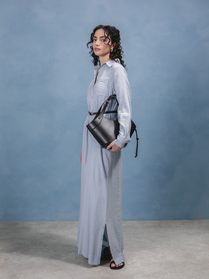 Sky Blue Cotton Maxi Shirt