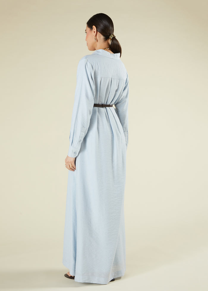 Sky Blue Cotton Maxi Shirt