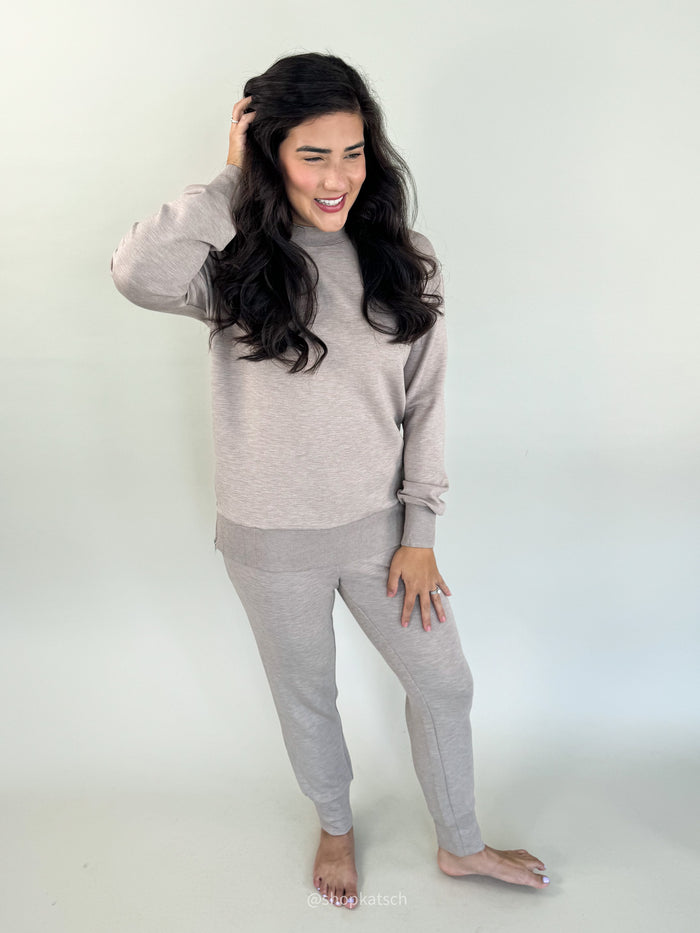 Slim Cuff Taupe Marl Pant