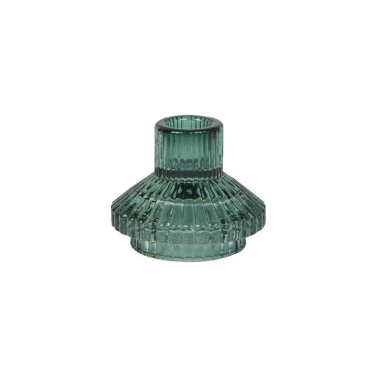 Small Fluted Glass Taper Candle Holder
