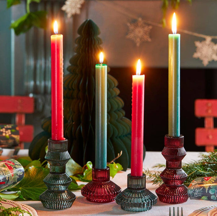 Small Fluted Glass Taper Candle Holder