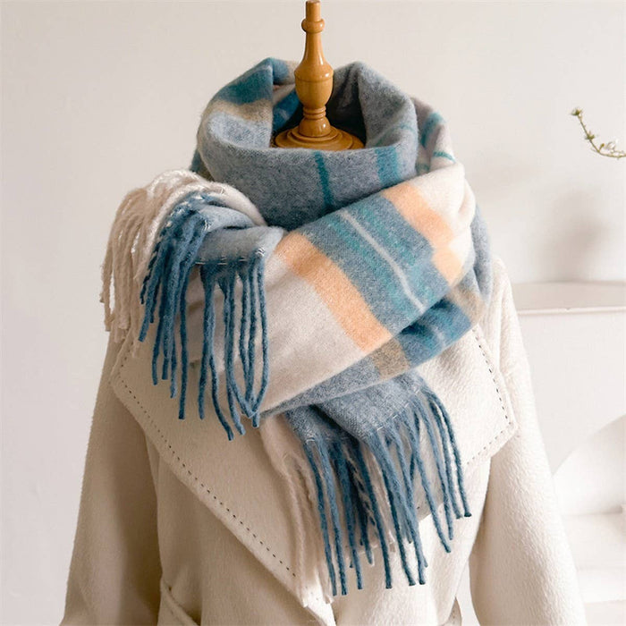 Soft Knit Tassel Wrap Scarf- Teal