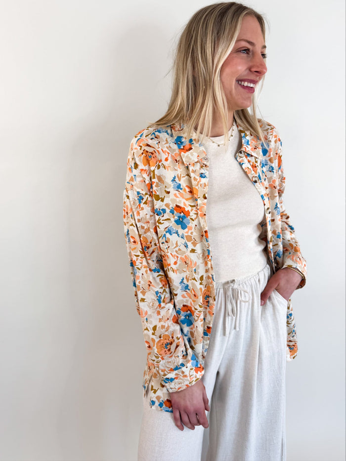 Sonoma Long Sleeve Floral Button Up