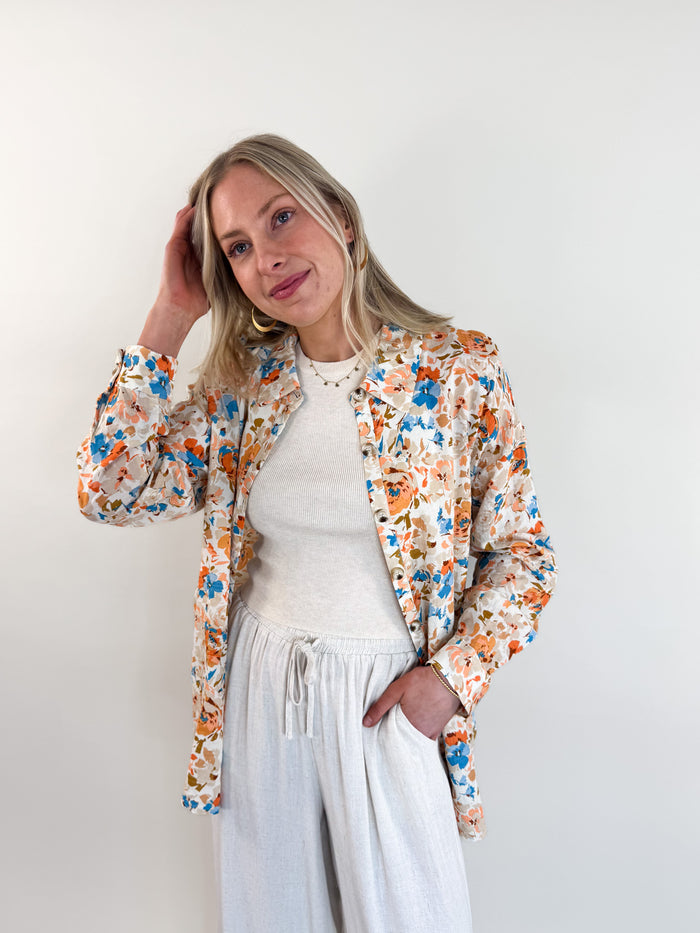 Sonoma Long Sleeve Floral Button Up