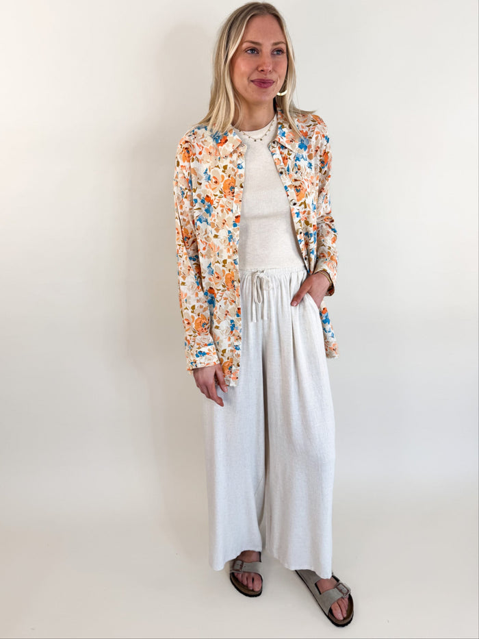 Sonoma Long Sleeve Floral Button Up