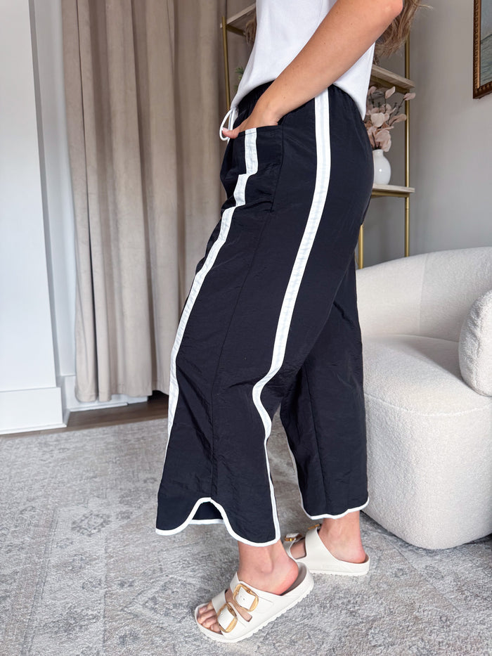 Mittoshop Sporty Stripe Nylon Pants - Black/White – women's bottoms