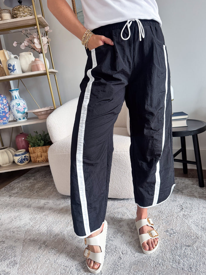 Mittoshop Sporty Stripe Nylon Pants - Black/White – women's bottoms