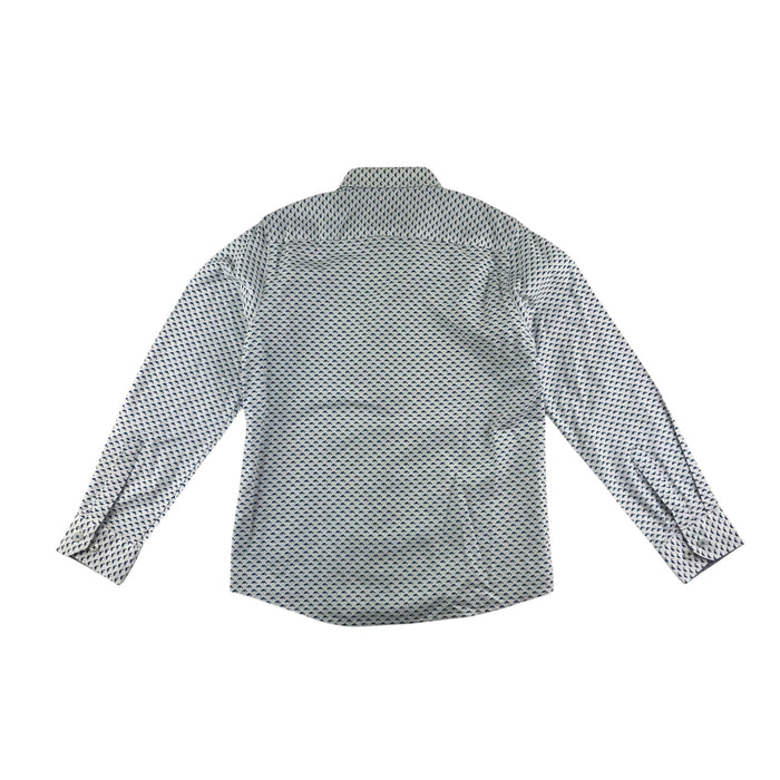 Steel & Jelly 9-10 years white with blue print shirt