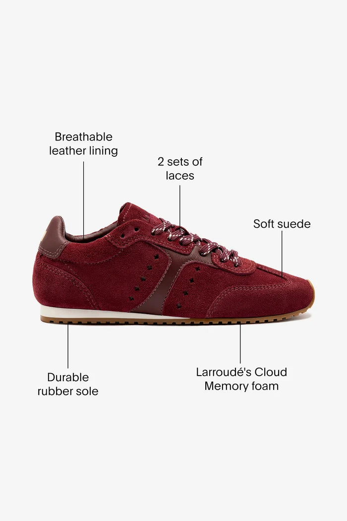 Stella Sneaker In Burgundy Suede Sneaker Larroudé