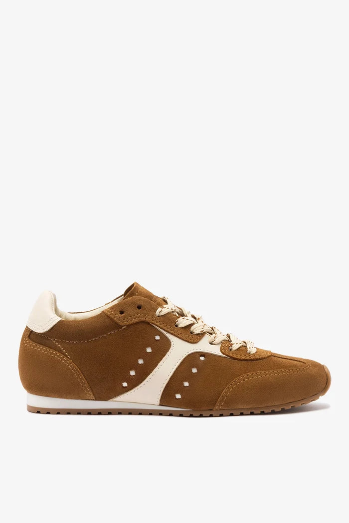 Stella Sneaker In Russet Suede and Ivory Leather Sneaker Larroudé 5 Russet