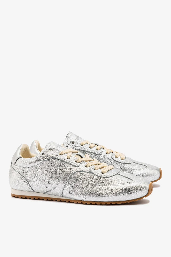 Stella Sneaker In Silver Metallic Leather Sneaker Larroudé
