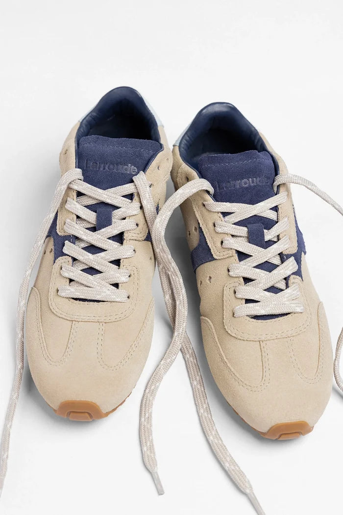 Stella Sneaker Oyster Gray Suede Sneaker Larroudé