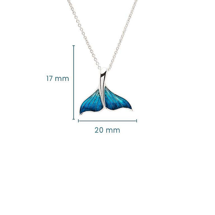 Sterling Silver Blue Enamel Whale Tail Necklace