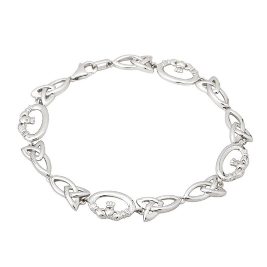 Sterling Silver Claddagh Trinity Knot Bracelet