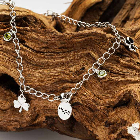 Sterling Silver Shamrock Charm Bracelet