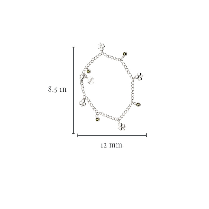 Sterling Silver Shamrock Charm Bracelet